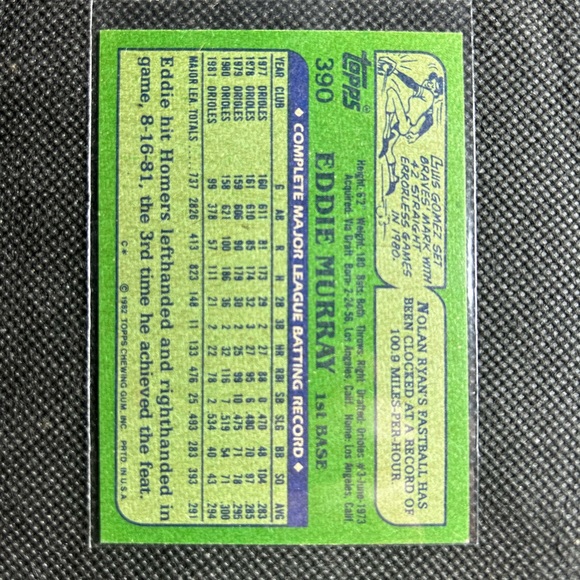 1982 Topps Eddie Murray Baltimore orioles Hof - Picture 2 of 2